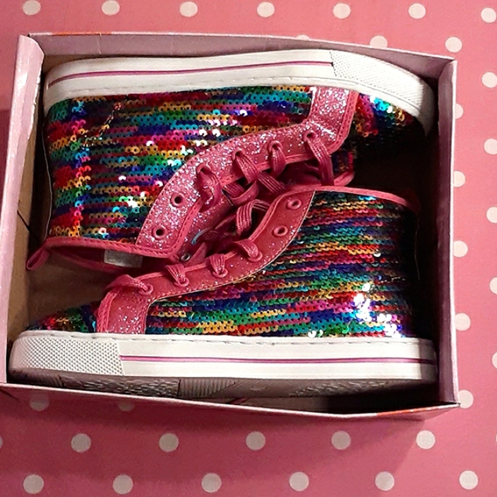 🌈 Girls' Jojo Siwa Rainbow Sequin High Top Shoes